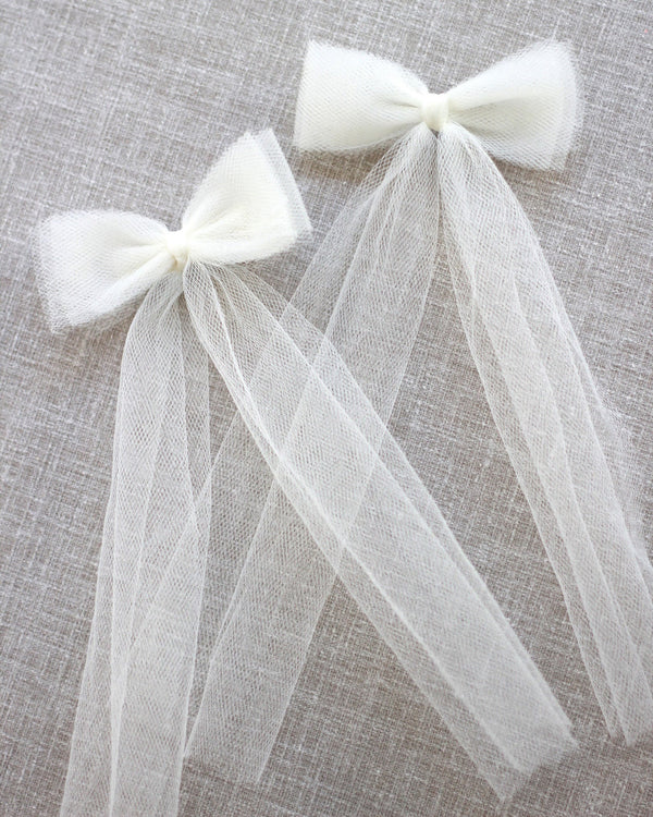 Long Tail Tulle Bow Hair Clip