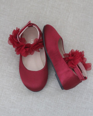 Red Burgundy Shoes with Flowers