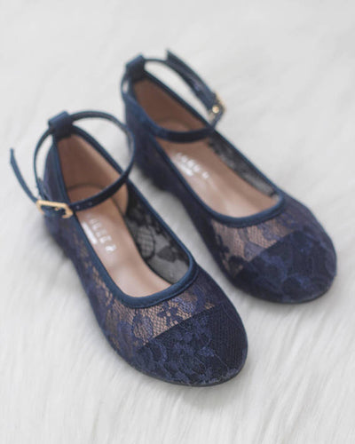 navy lace ballet flats