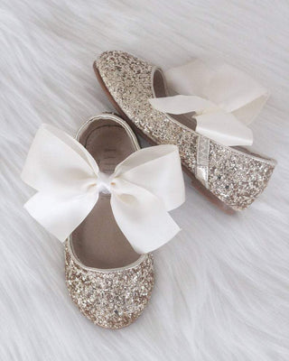 Rock Glitter Maryjane Flats with Satin BowKids Shoes