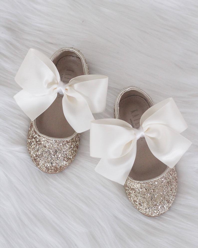 Gold Shoes for Girls, Ballet Flats, Maryjane and Heels, Flower Girls ...