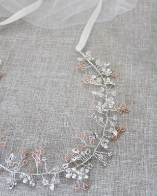 Vintage Headpiece with Floral and Rhinestones