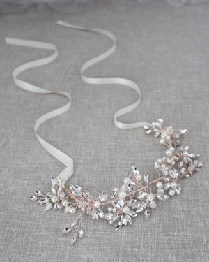 Elegant Pearl and Crystal Hairpiece