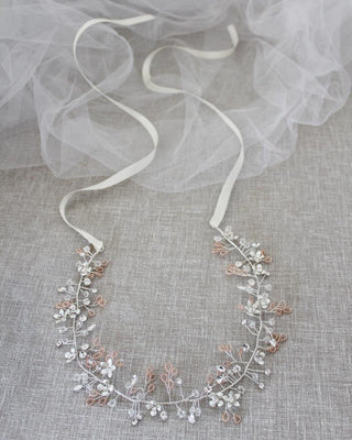 Vintage Headpiece with Floral and Rhinestones