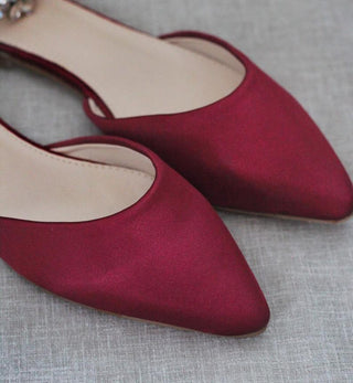 Burgundy Red Satin Flats
