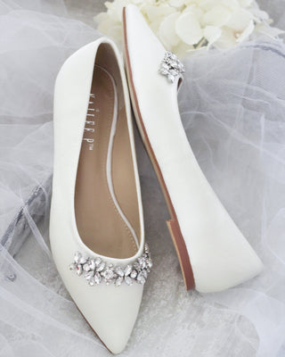 Wedding Flats with Floral Rhinestones Details