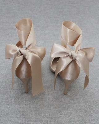 champagne satin heels