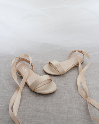 Satin Flat Sandal with Ballerina Lace Up