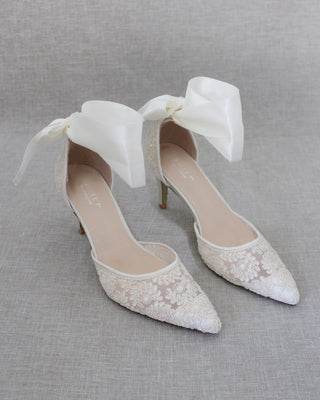 Lace Heels with Ankle Tie For Brides