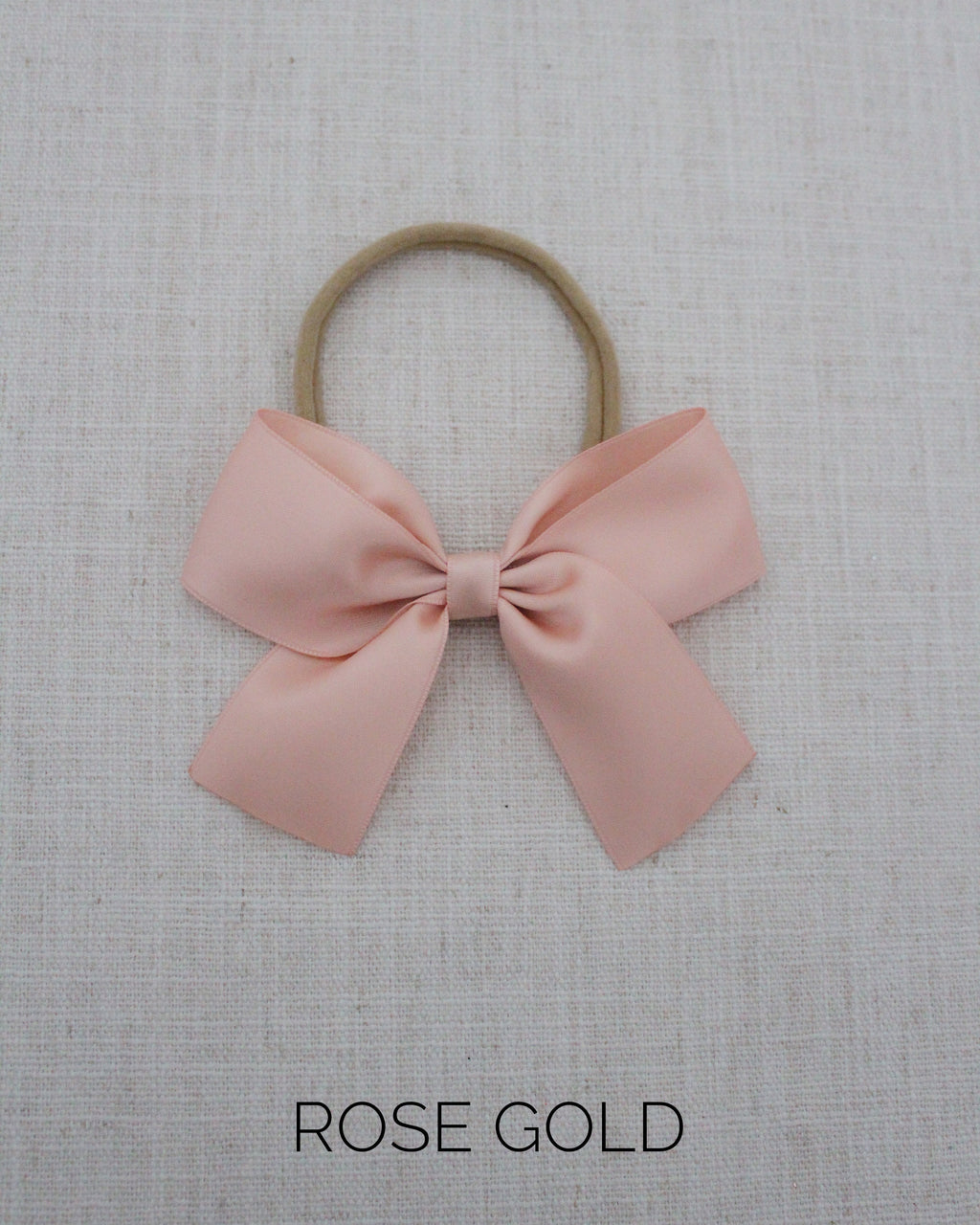 Pink & Ivory Bow Hair Clip with Gold Logo Classic Hair Bow- Champagne Sparkle, Rose Gold, Ivory Lace  main image 4