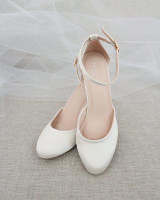 Ivory Satin Block Heels
