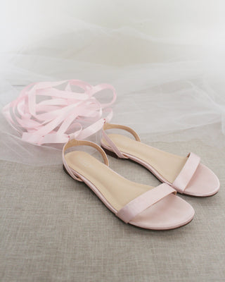 Satin Flat Sandal with Ballerina Lace Up
