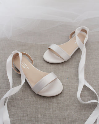Satin Flat Sandal with Ballerina Lace UpWomen Shoes