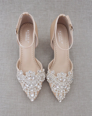 champagne block heels