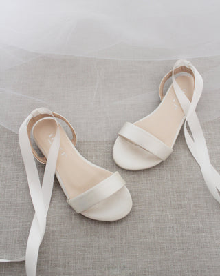 Satin Flat Sandal with Ballerina Lace UpWomen Shoes