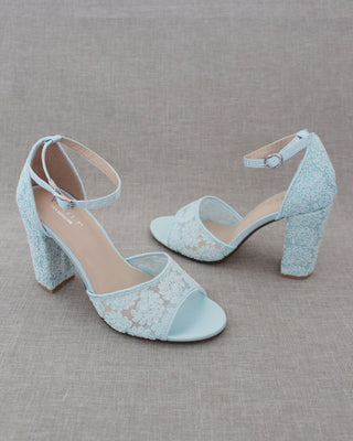 blue block heels 