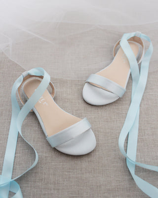 Satin Flat Sandal with Ballerina Lace Up