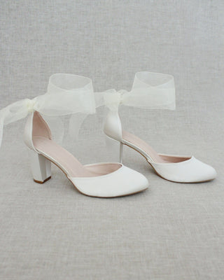 Satin Block Heel with Wrapped Ankle TieWomen Shoes