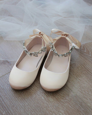 Champagne Rhinestone Ballet Flats