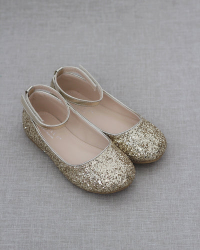 Gold Glitter girls Ballet Flats