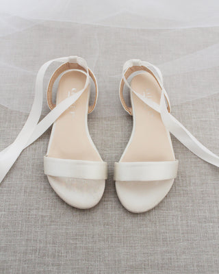 Satin Flat Sandal with Ballerina Lace UpWomen Shoes