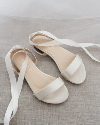 Satin Flat Sandal with Ballerina Lace UpWomen Shoes