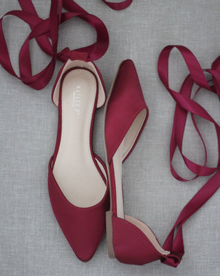 burgundy ballerina shoes