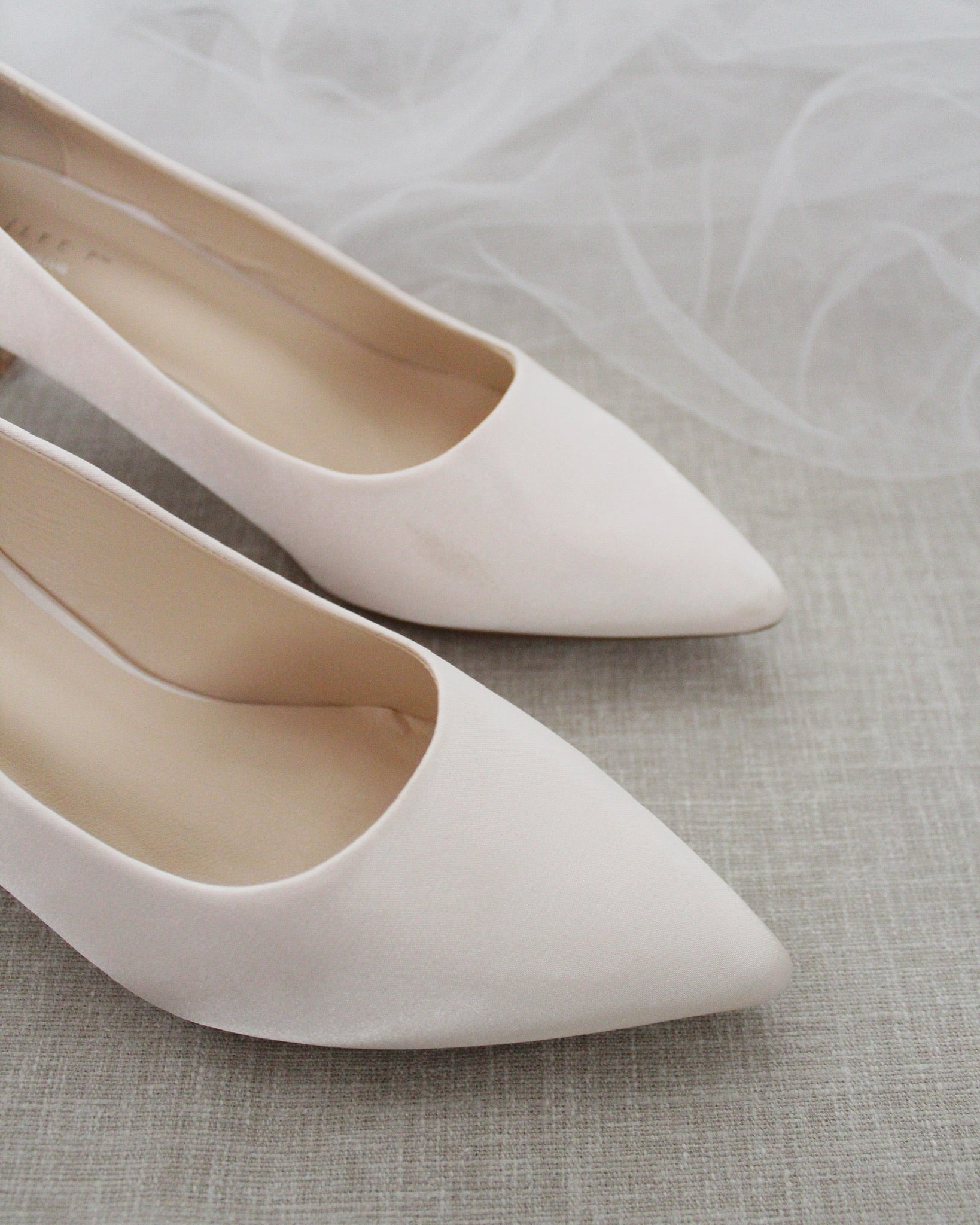 SOFT BLUSH Satin Pointy Toe Pump Low Heel Bridesmaids Shoes Wedding Shoes Bridal Shoes