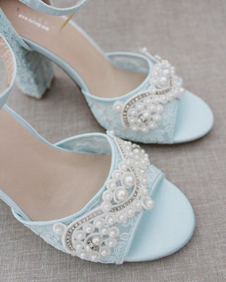 lace blue shoes