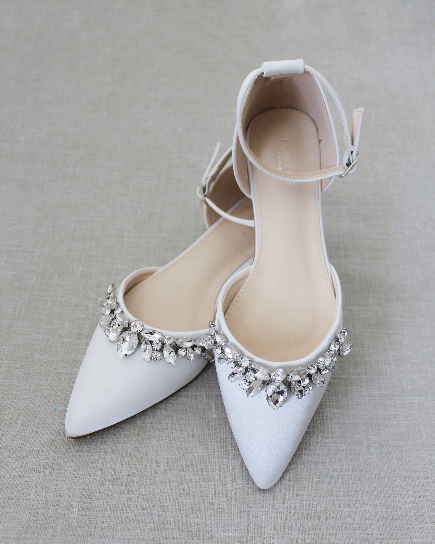 White bridal shoes with rhinestones Clearance