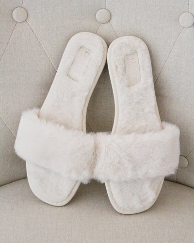 ivory faux fur sandals