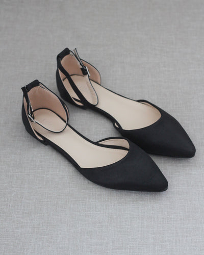 Black Satin Women Flats