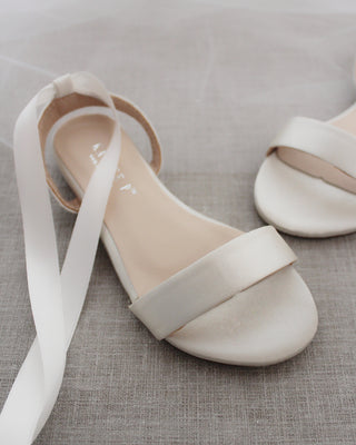 Satin Flat Sandal with Ballerina Lace UpWomen Shoes