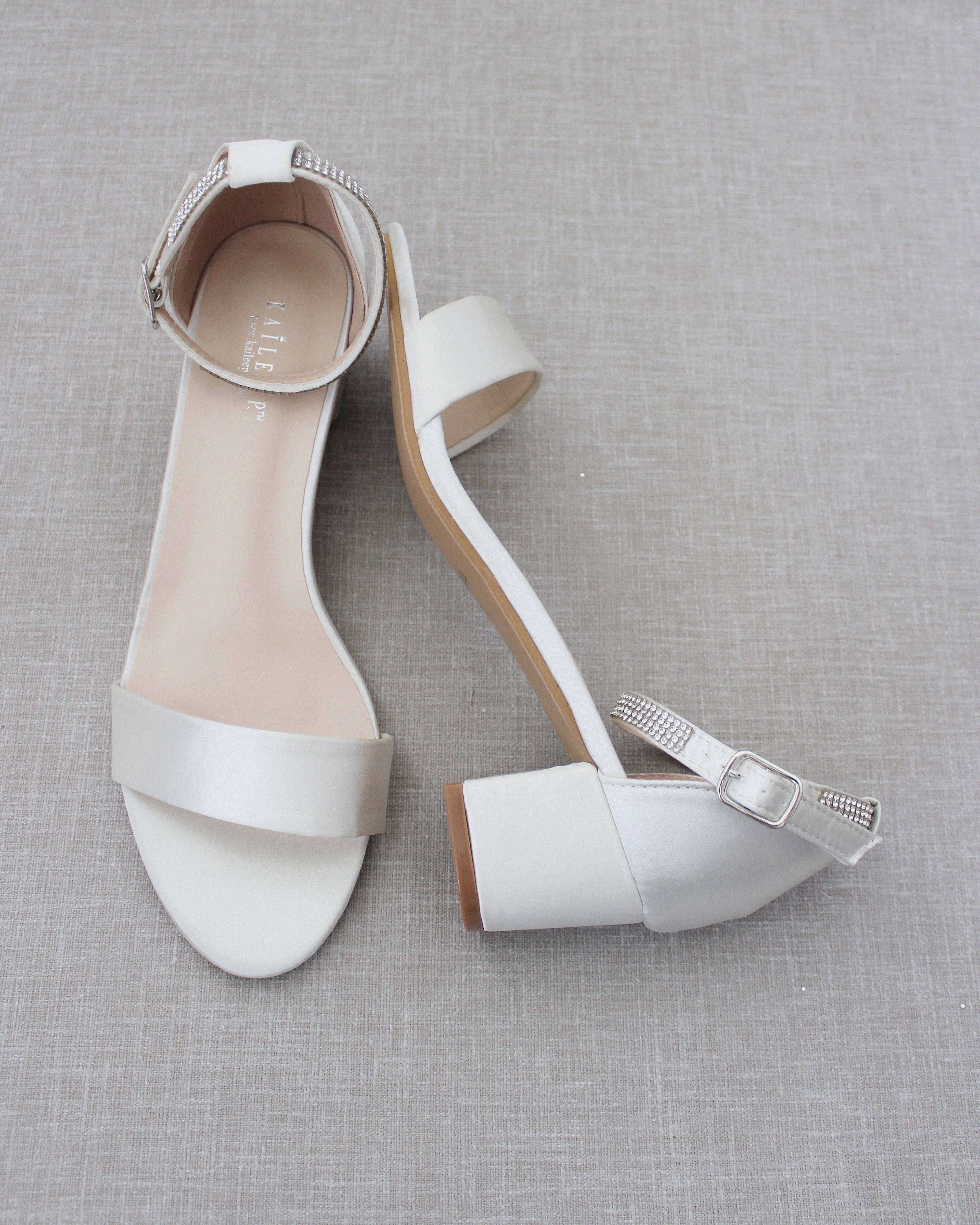 Embellished satin block clearance heel sandals