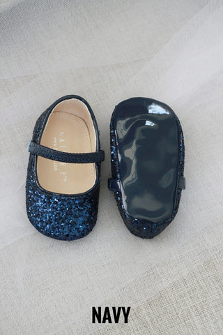 Blue glitter flats
