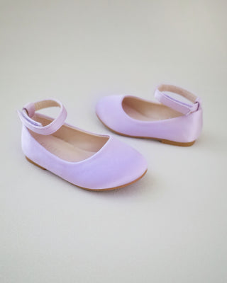 Satin Flats with Velcro Ankle Strap