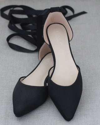 Black Satin Flats