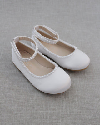 Satin Flats with Mini Pearls