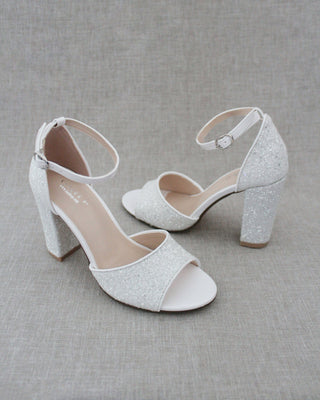 white rock glitter women block heel