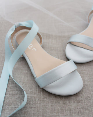 Satin Flat Sandal with Ballerina Lace Up