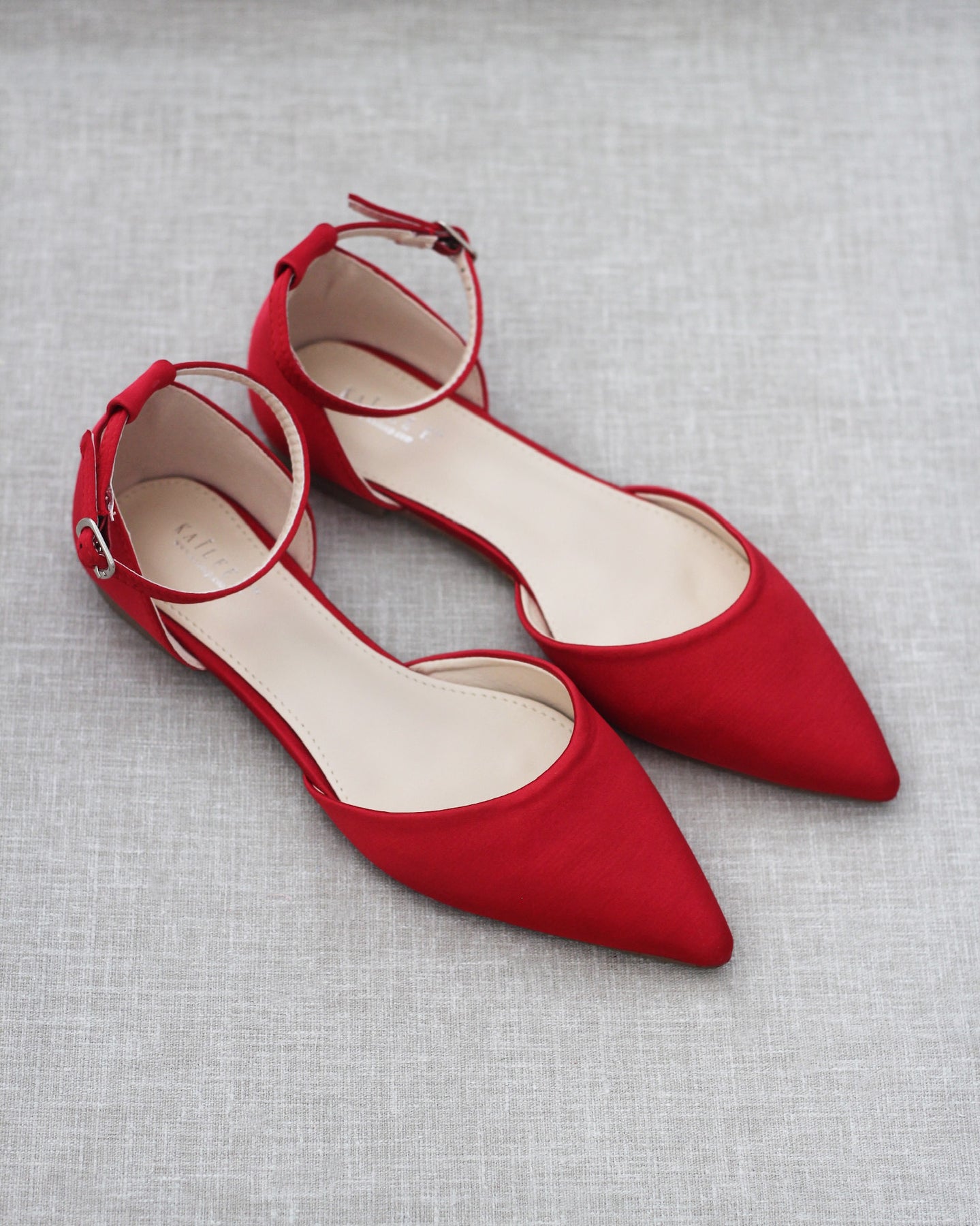 Red clearance satin flats