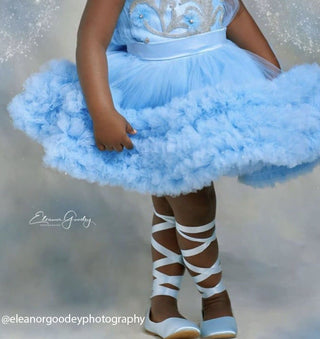Light blue satin ballerina shoes