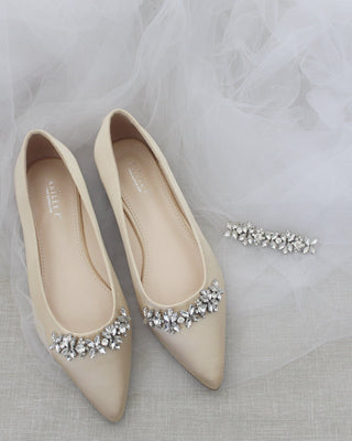 champagne satin shoes