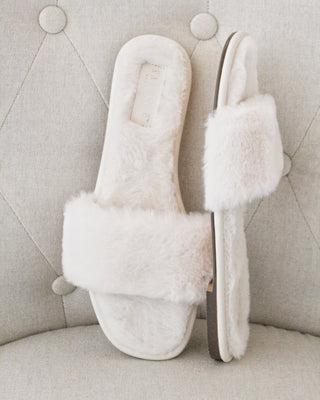 ivory faux fur sandals