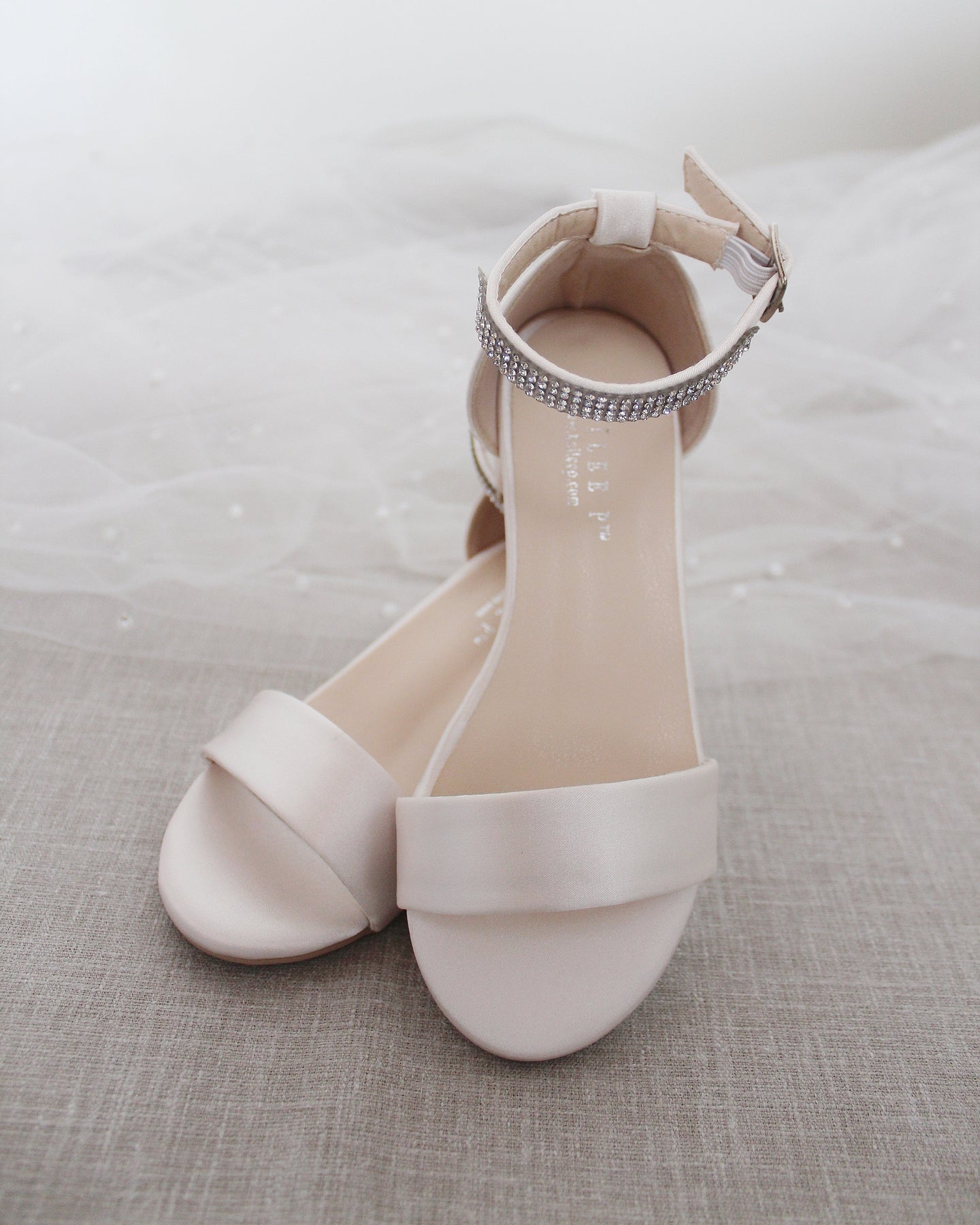 Soft Blush Satin Girls Block Heel Sandals, Flower Girls Shoes – Kailee ...