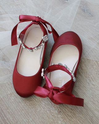 Red Burgundy Rhinestone Shoes