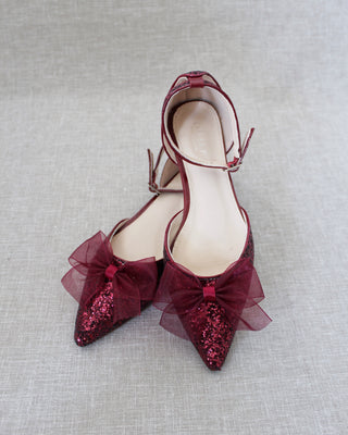 Burgundy Glitter Flats