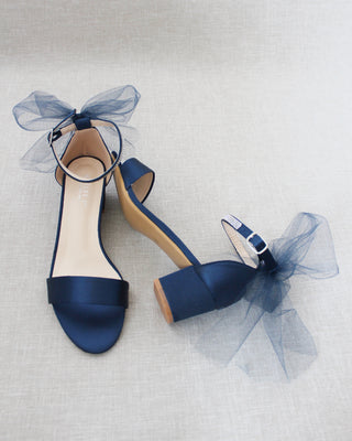 navy satin women sandals