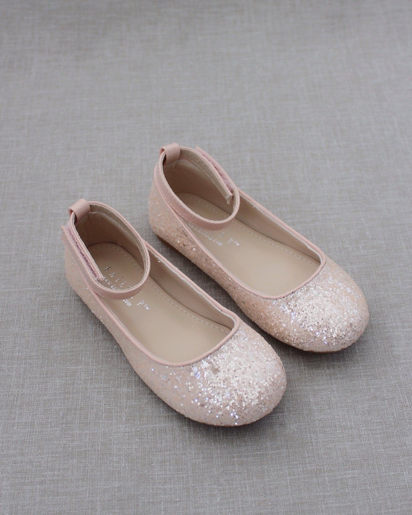 DUSTY PINK Rock Glitter Maryjane Ballet Flats - Flower Girls Shoes ...