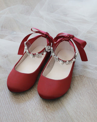 Red Burgundy Rhinestone Shoes